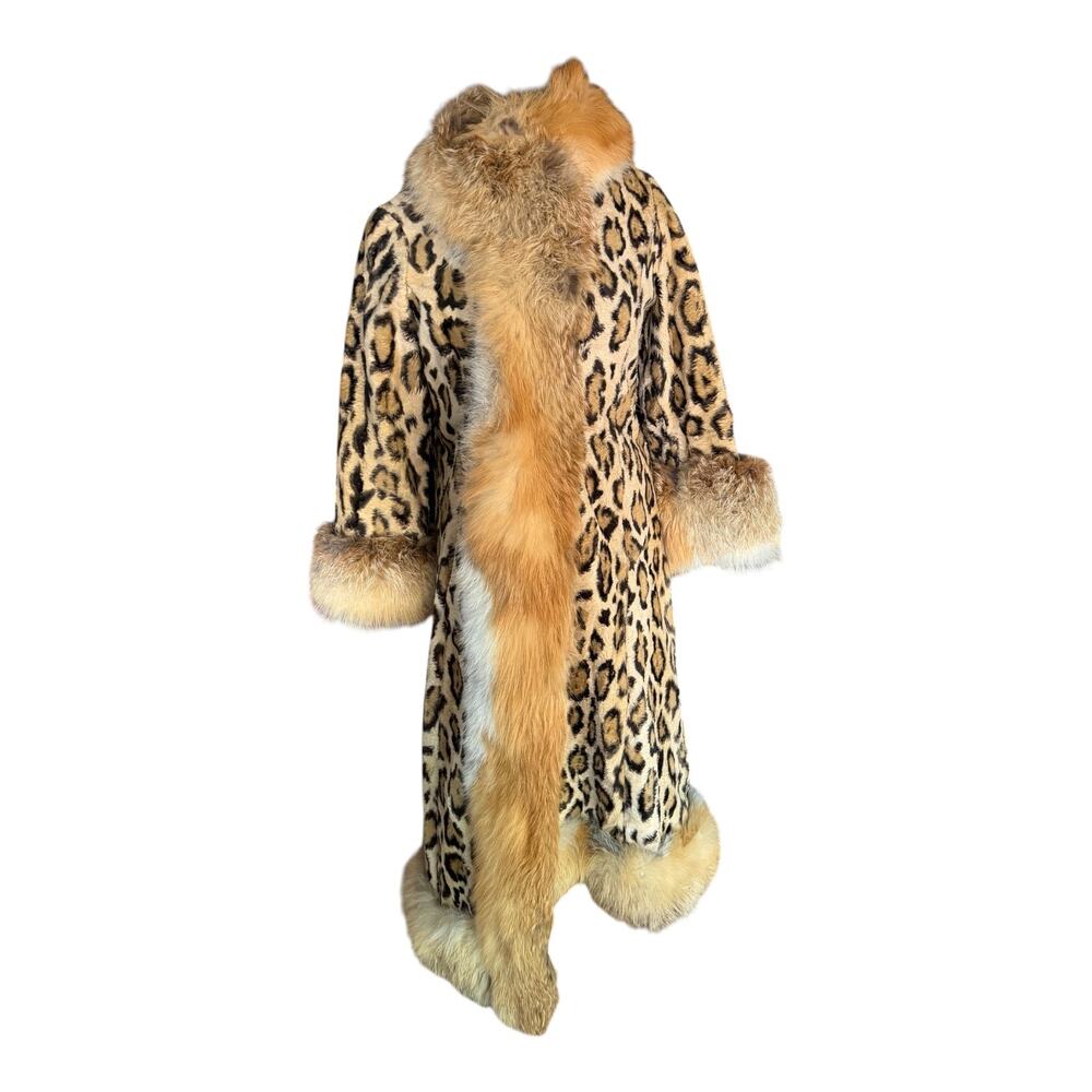 Vintage 60s 70s real red fox fur leopard penny lane